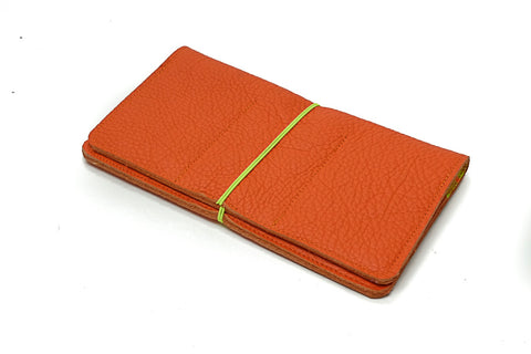 Orange elastic leather checkbook holder