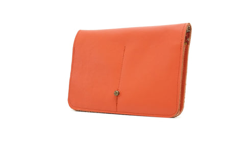 Orange flat leather Wallet