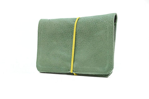 Soft green leather flat wallet