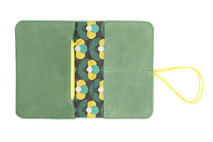 Soft green leather flat wallet