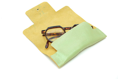 Green leather spectacle case