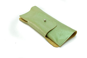 Green leather spectacle case