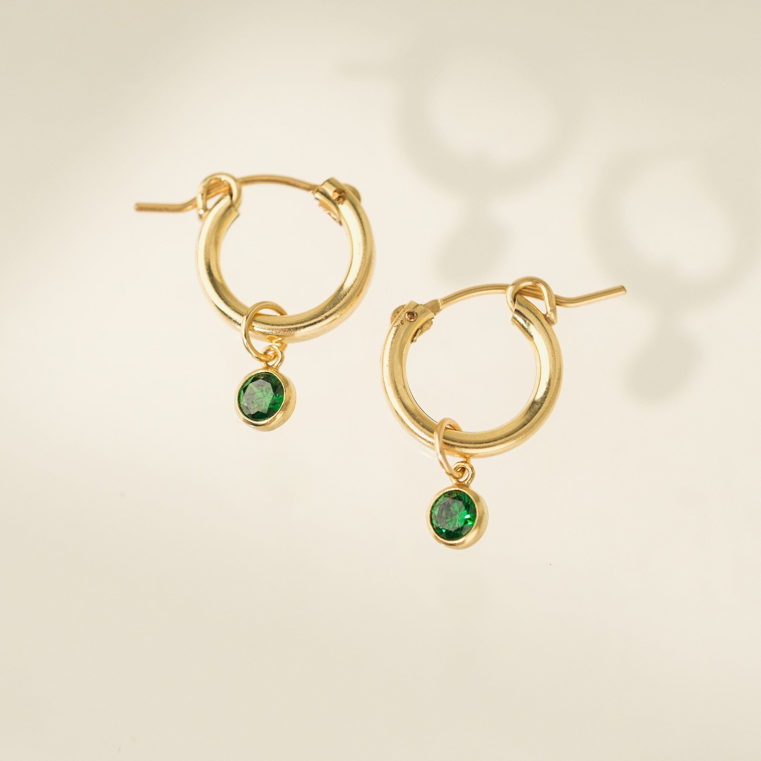 Image of May Birthstone Gold-Filled Hoop Earrings