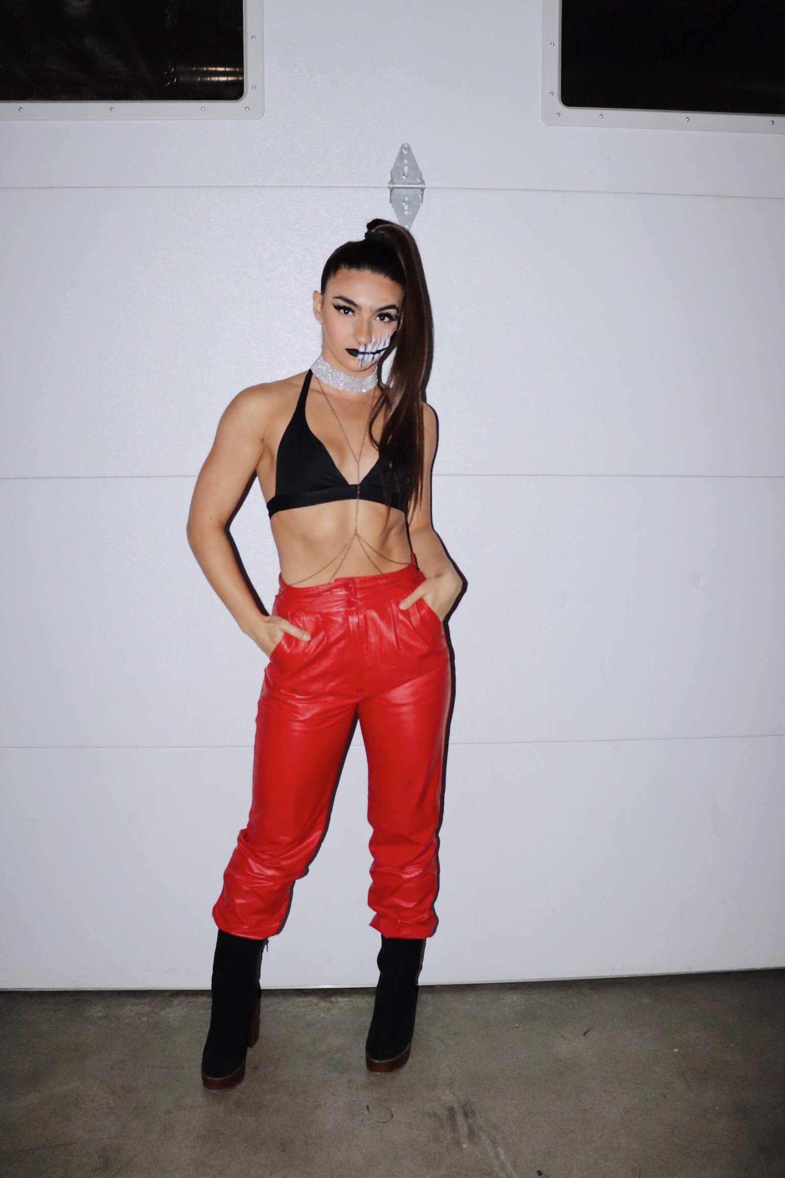 red leather pants