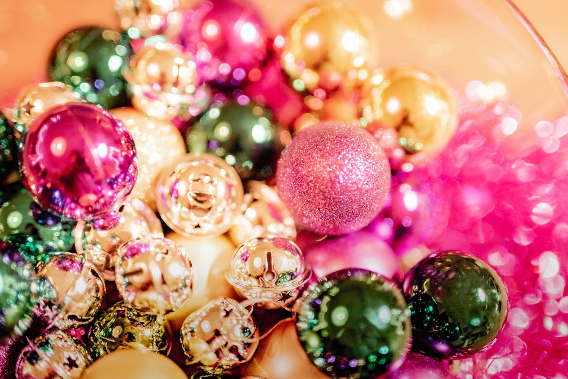 pink and coloured sparkly balls