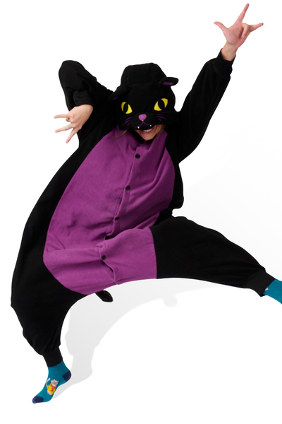 midnight cat kigurumi onesie