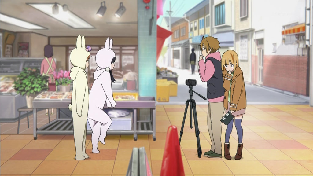 rabbit kigurumi walking in front of the camera
