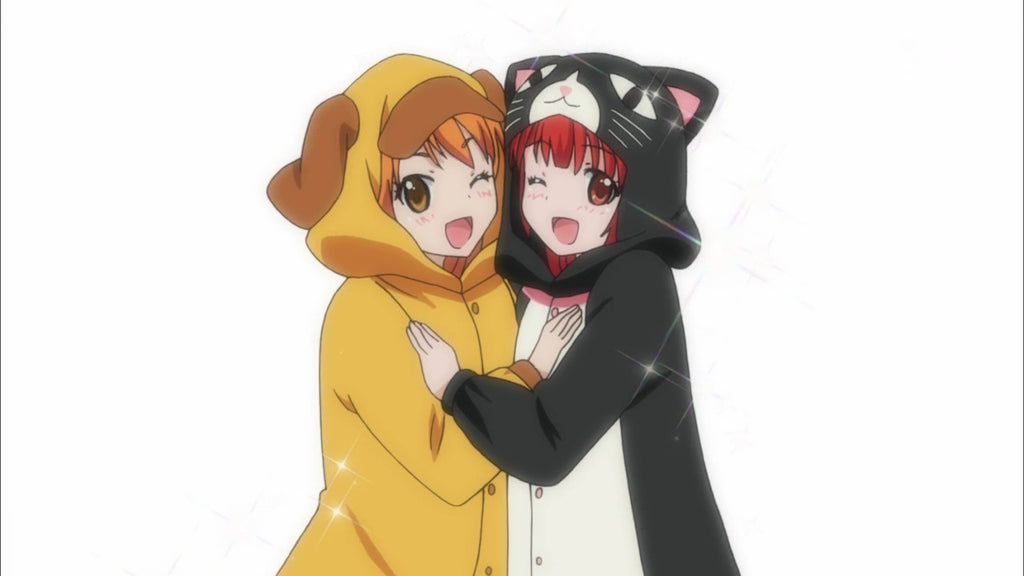 animal kigurumi hugging each other