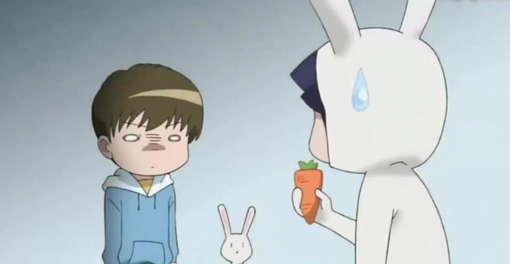 rabbit kigurumi holding a carrot