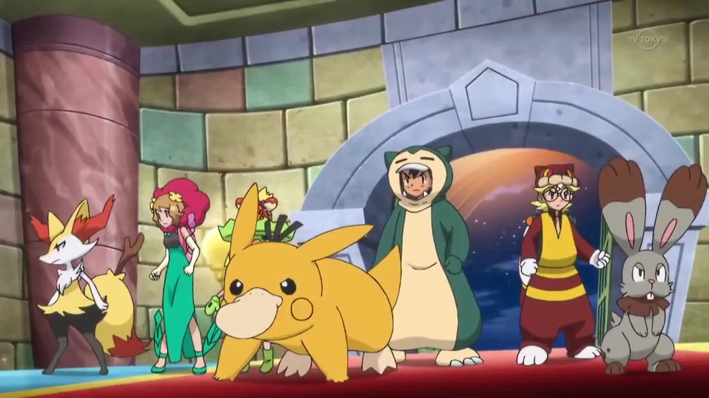 snorlax kigurumi having a pokemon fight with the villain