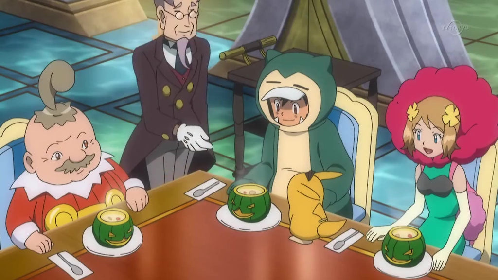 snorlax kigurumi enjoying his hot soup
