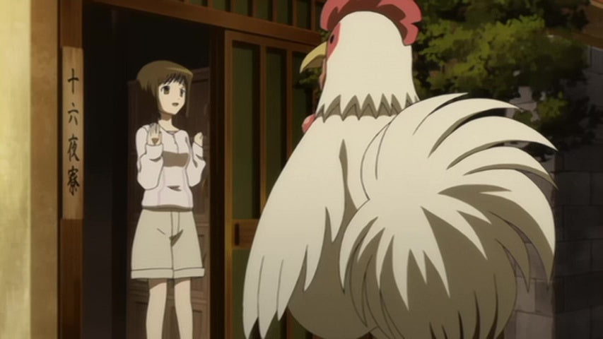 animal kigurumi talking in the front door of her friend