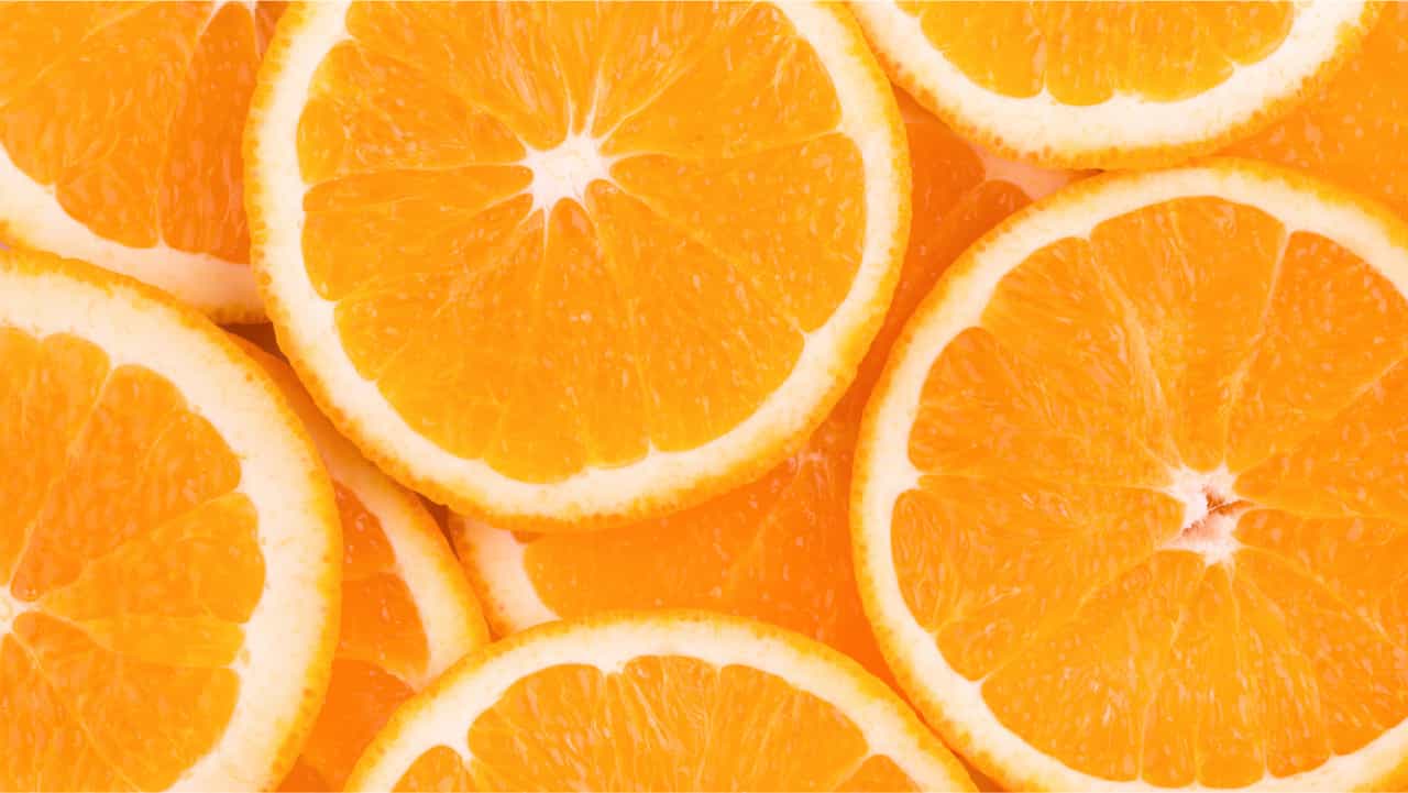 Sliced oranges showing segments