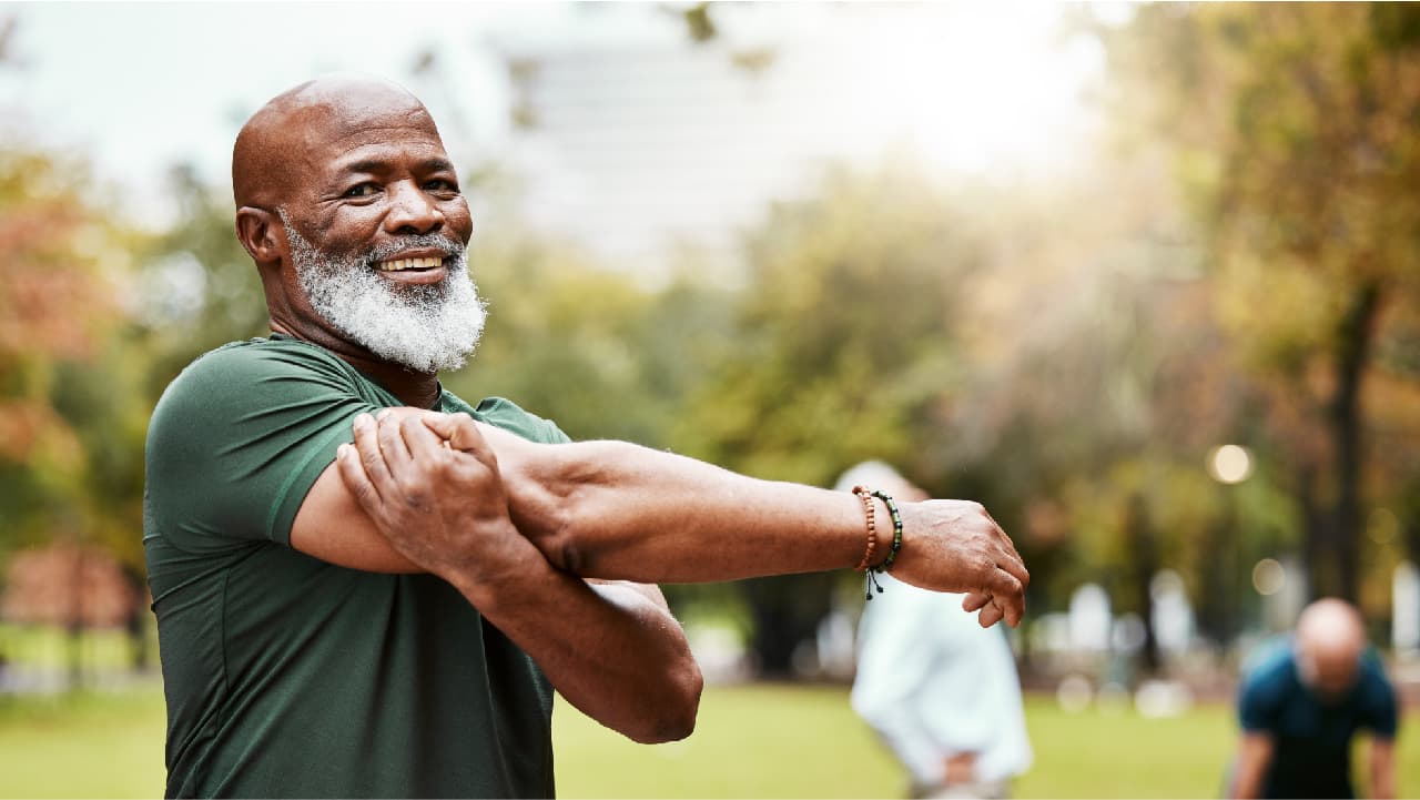 Man stretching in the park