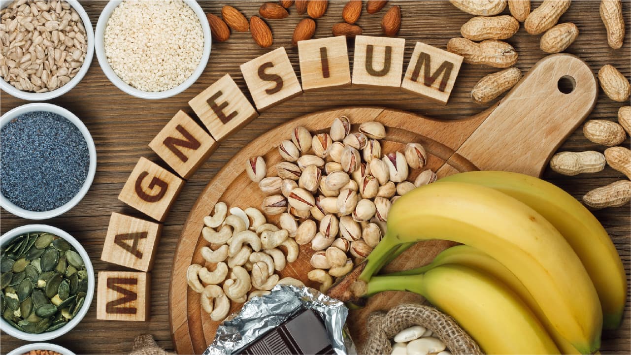 Magnesium pictured in foods and element for sleep