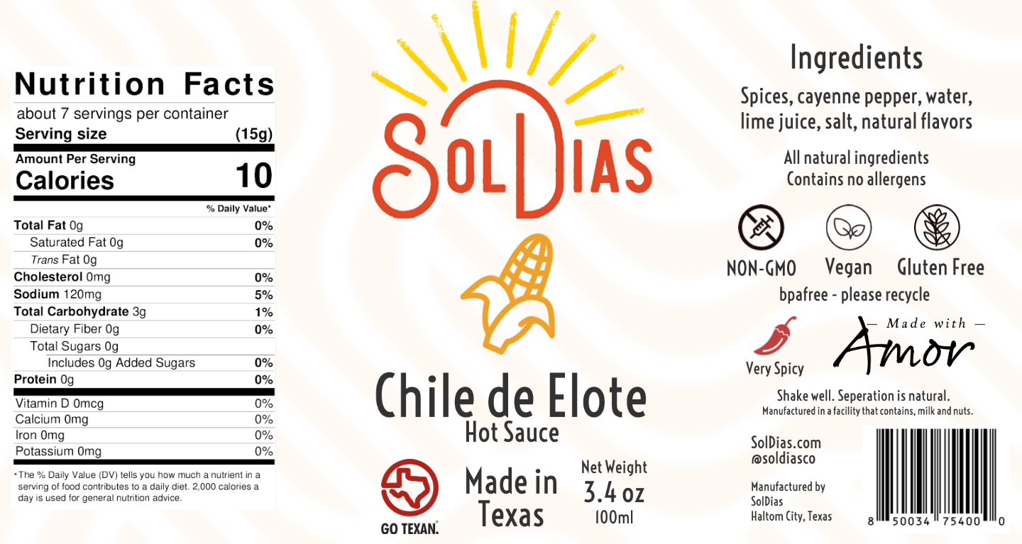Hot Sauce for Savory Foods - Chile de Elote  | Sol Dias Mexican Treats