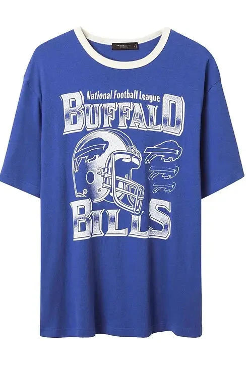 Buffalo Bills Mens Unisex Ringer Tshirt with Classic Logo