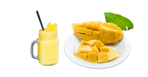 ripe mango sliced and smoothie