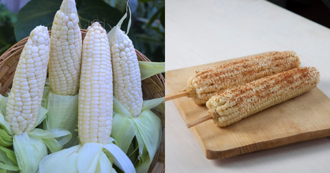 white corn raw and cooked