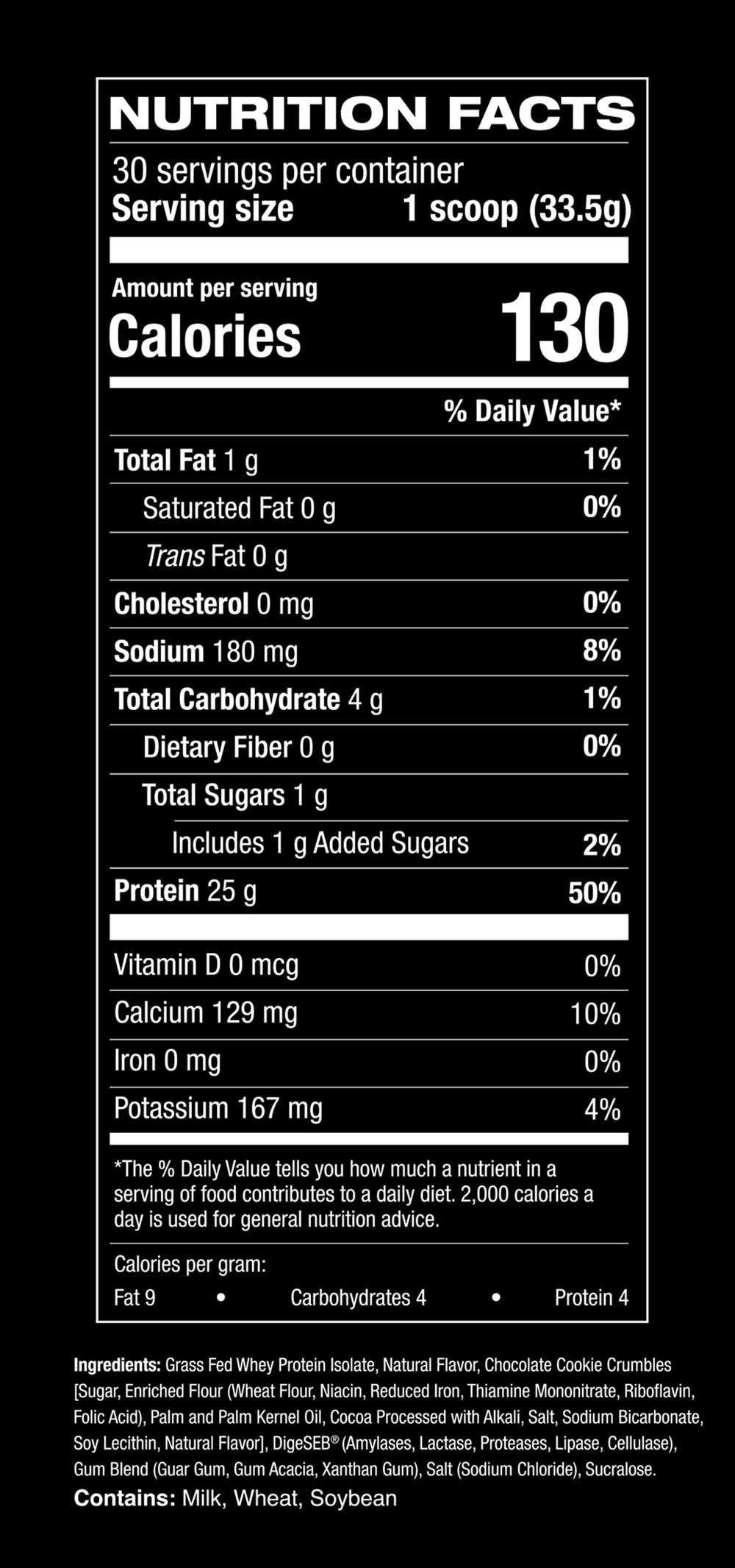 ISO[H1] Cookie Whey Protein Isolate Nutrition Facts