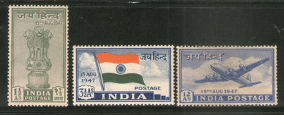 India 1947 Year Pack 3 Stamps Independence Flag Ashokan Phila-284a MH # 719