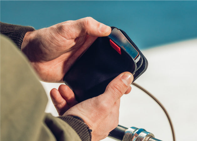 Cards stay securely inside the Wally leather wallet's MagLock pockets