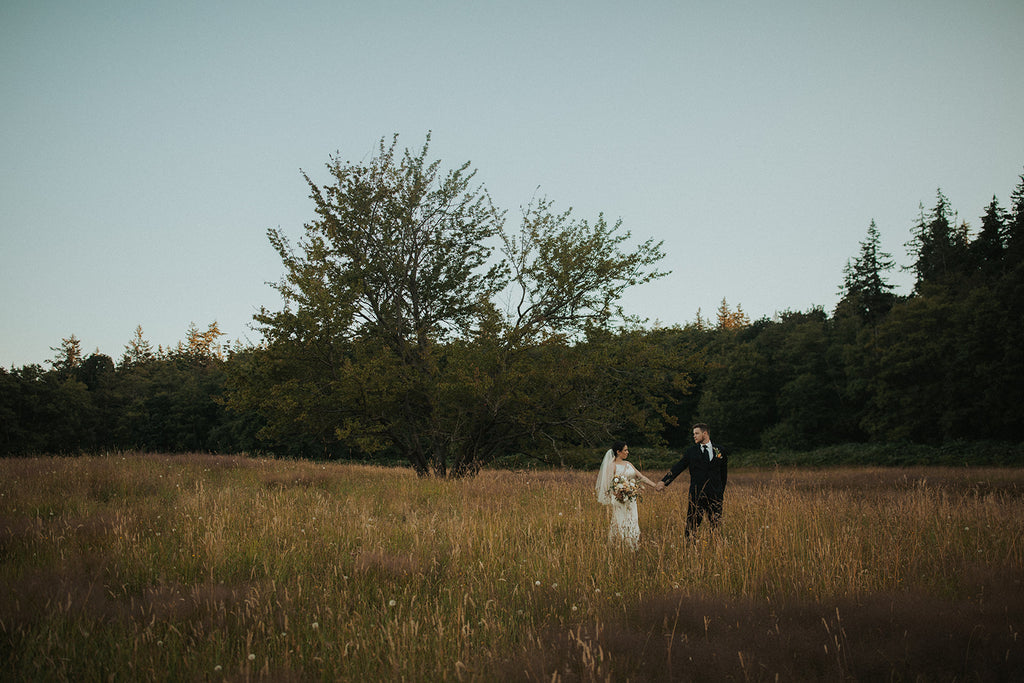 Lummi Island Summer Wedding in Grassy Field