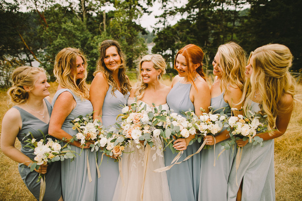 Bride and Bridesmaids at Woodstock Farm Bellingham - Sarah Joy Fields