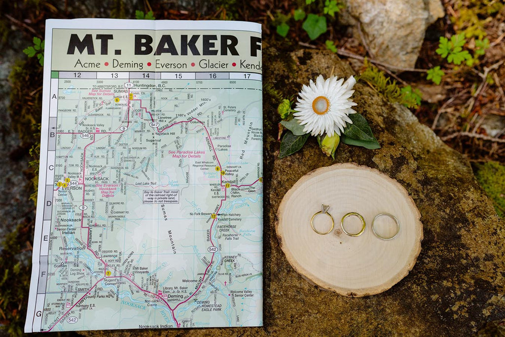 Map, Boutonniere, and Rings