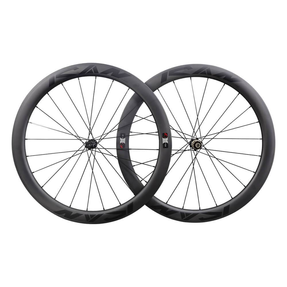 Road Disc Wheelset 50mm Clincher Tubeless Ready 25mm Wide Novatec 411/412SB and Sapim CX Leader Round | ICAN Wheels