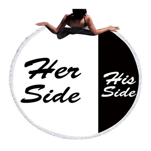 His and Her Side Round Beach Towel