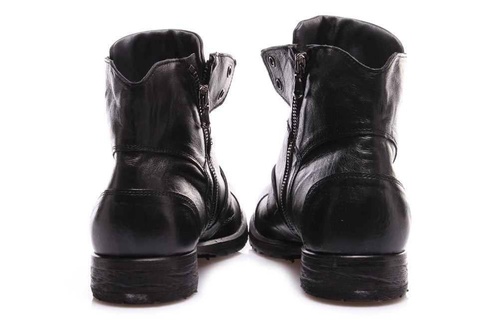 mens black leather lace up ankle boots