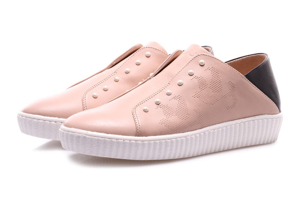 womens pink leather sneakers