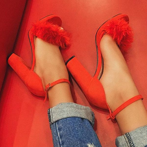 red heels fluffy