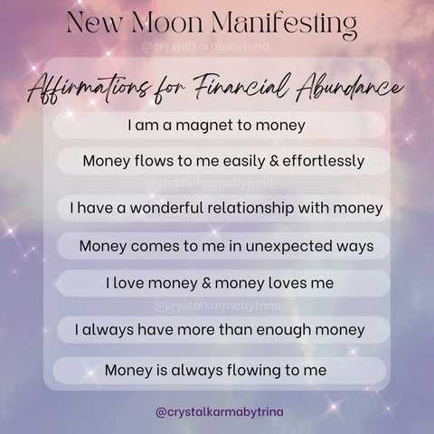 New Moon Manifesting - Financial Abundance Affirmations | Crystal Karma by Trina