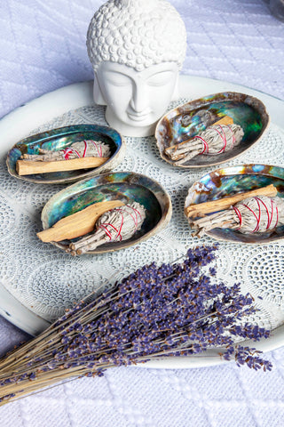 Smudging Set with Abalone Shell Palo Santo and Sage Stick | Crystal Karma by Trina