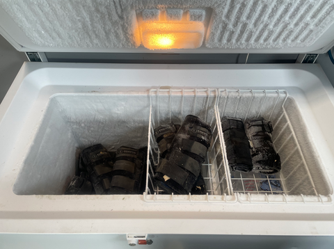 Essential Cold Therapy Boots in a freezer.