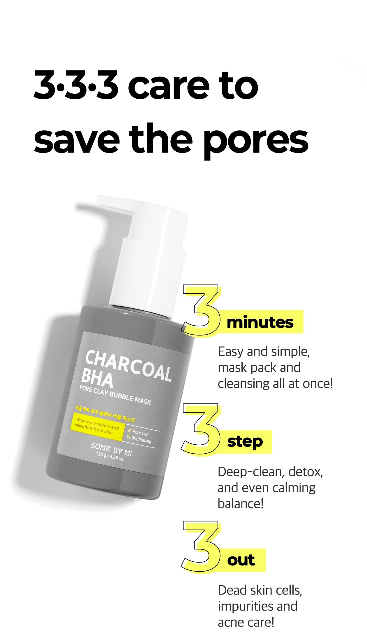 image version of product description of some by mi charcoal bha pore clay bubble mask