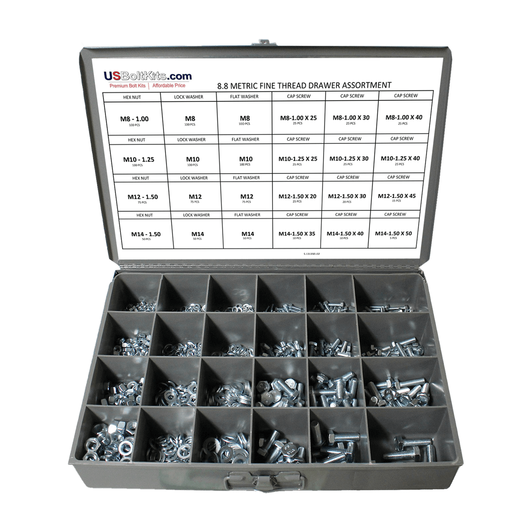 1250 Piece Metric Class 88 Fine Thread Assortment Us Bolt Kits 