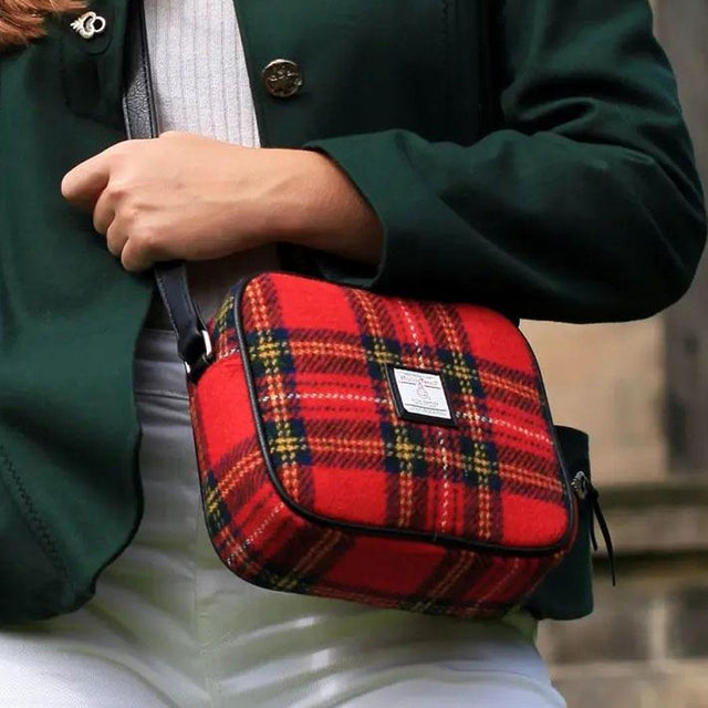 Harris Tweed 'Kilbride' Mini Bowling Bag Purse in Bright Green Check