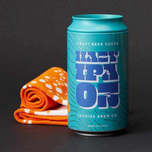 Hazy IPA Orange Craft Beer Socks in Tin