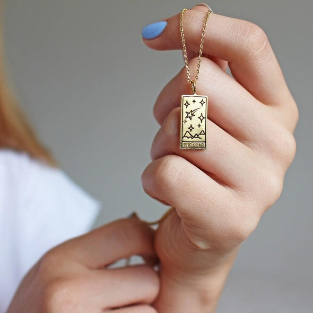 The Star Tarot Card Pendant Necklace in Gold