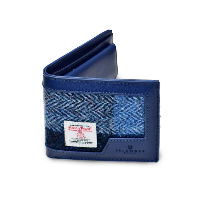 Navy Check Harris Tweed Men's Wallet