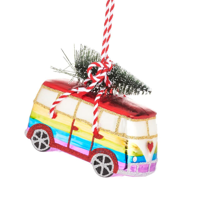 Rainbow Camper Van with Tree Shaped Bauble