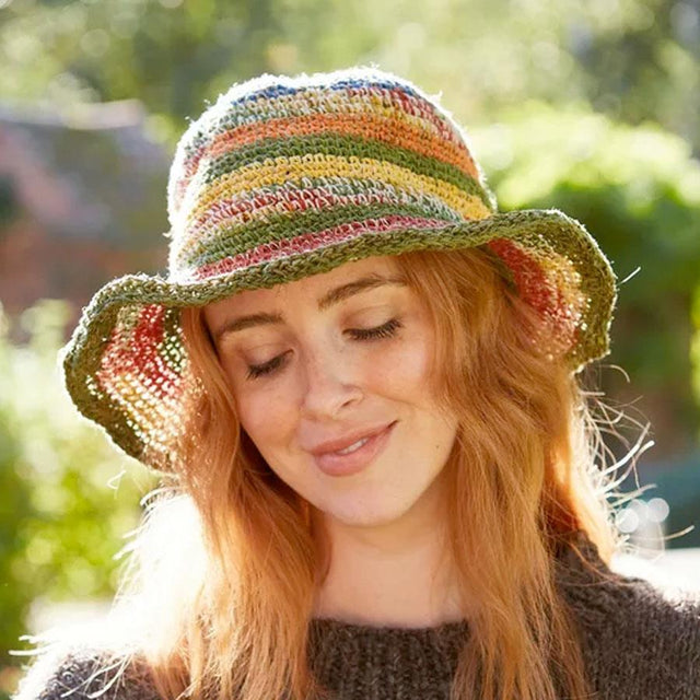 Striped Cotton & Hemp Summer Hat