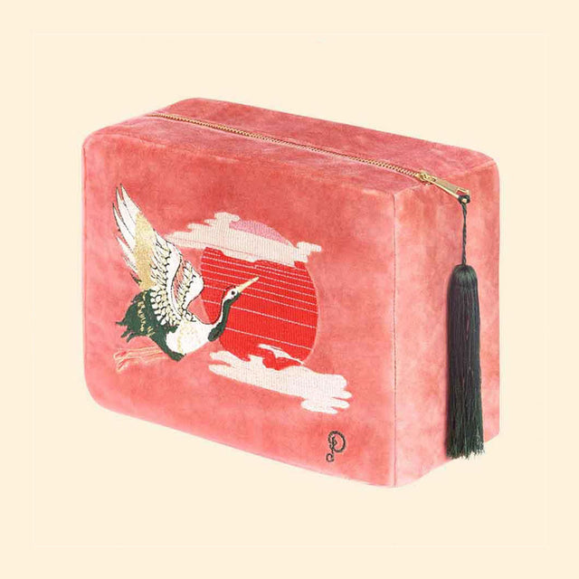 Crane at Sunrise Velvet Washbag