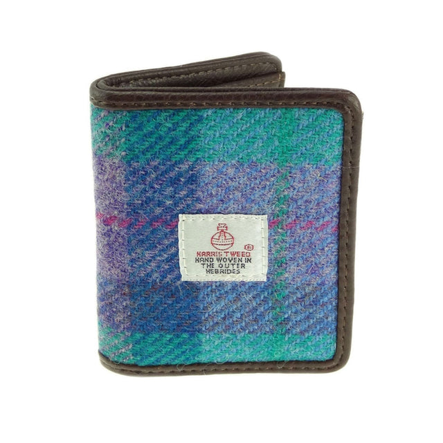 Green & Purple Check Harris Tweed Lewis Credit Card Holder