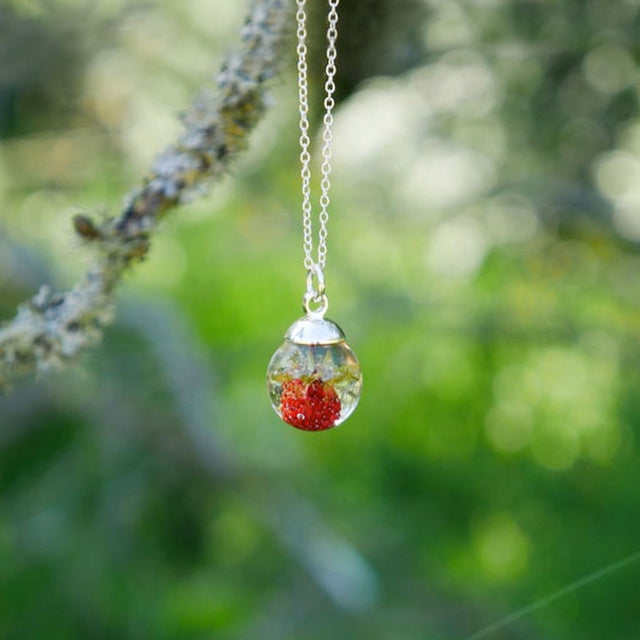 Wild Strawberry Pendant Necklace in Silver