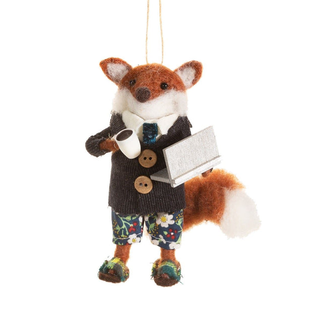 Cheeky Working From Home Fox Felt Decoration