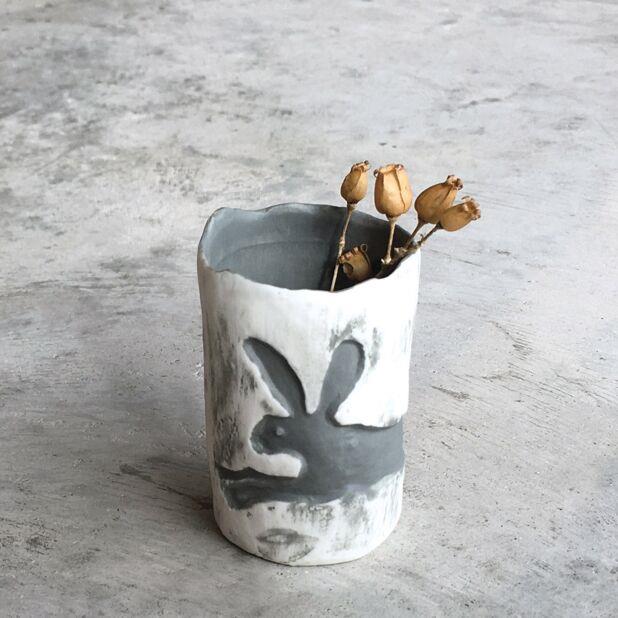 Grey Running Rabbit Mini Bud Vase